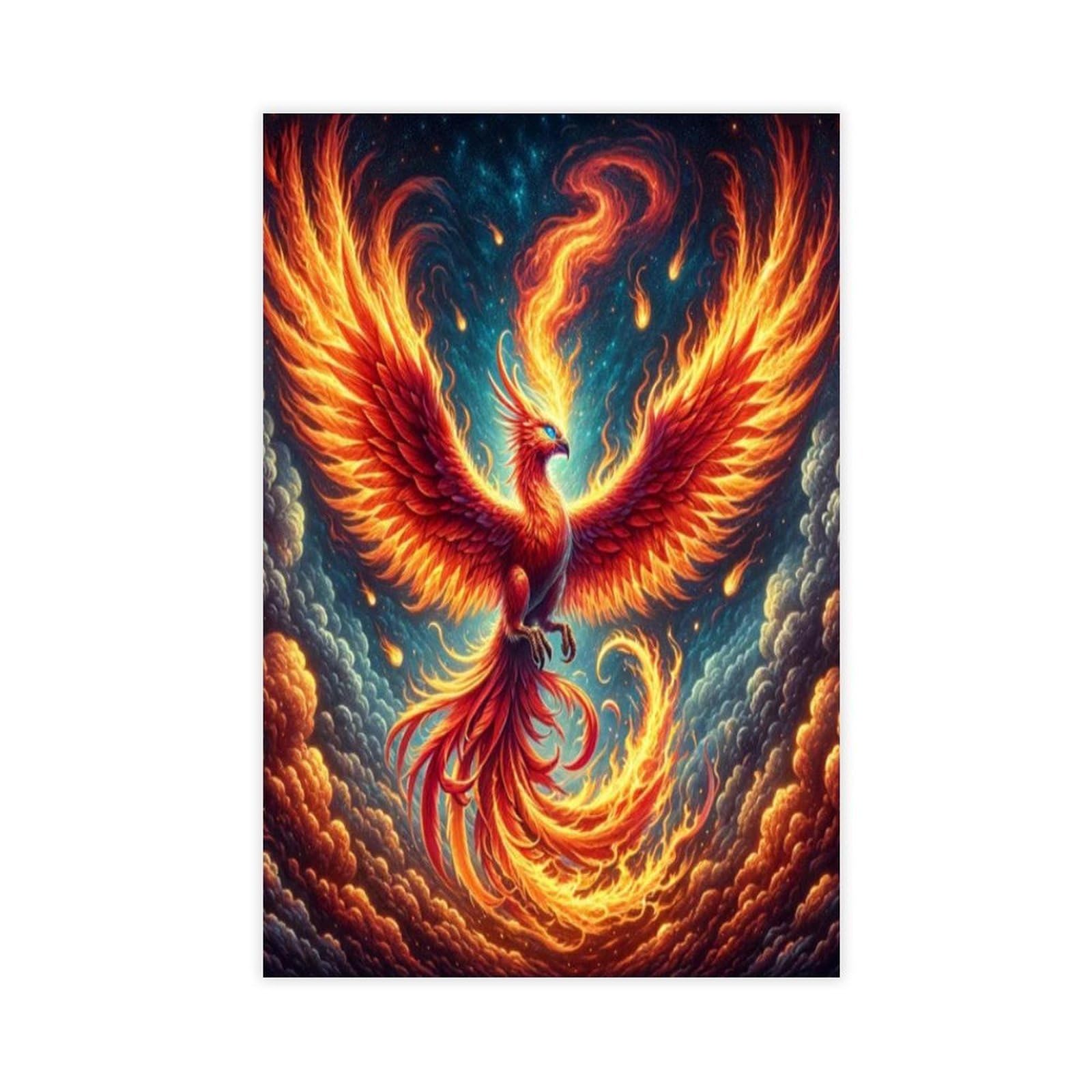 Bareronor Fire Phoenix Bird Poster Canvas Poster Bedroom Decor Landscape Office Room Decor Gift 12" L X 18" W