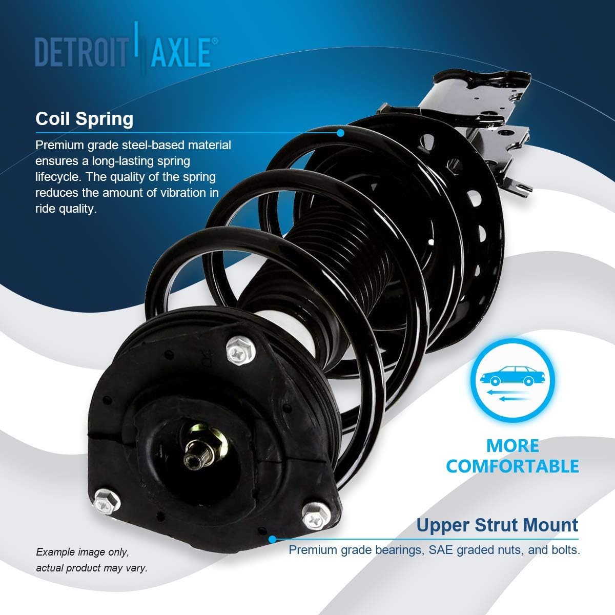 Detroit Axle - FWD Front Right Strut for 08-12 Nissan Rogue, Passenger Side Strut w/Coil Spring 2008 2009 2010 2011 2012 Replacement Suspension Quick Install Ready Strut Shock Assembly