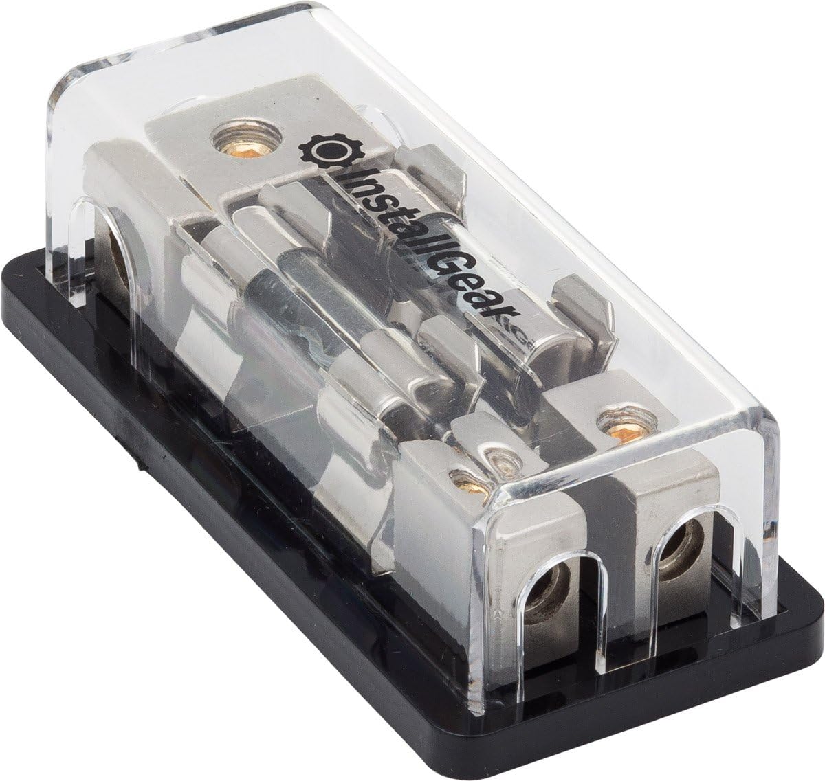InstallGear 4/8 AWG Gauge AGU Fuse Holder Distribution Block (80A) 4 Gauge in to (2) 8 Gauge Out | Fuse Block for 4 Gauge Wire/8 Gauge Wire - 80 Amp Fuse Block for Auto, RV, Motorcycle, and Boat