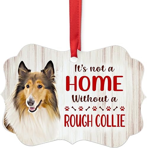 House is Not A Home without White Sable Rough Collie Adornos de Navidad 2024 Aluminio Cachorro Dueño Regalos