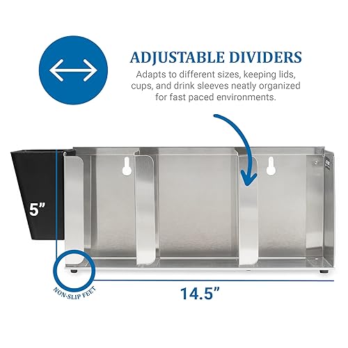 Miniatura 3 de San Jamar Organizador de tapa con divisores ajustables para restaurantes y comida rápida, plástico, 14.5 pulgadas, plateado