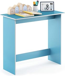 FURINNO Simplistic Study Table Light Blue - Compact Home Office Desk, Water & Scratch Resistant, Easy Assembly Writing Desk for Small Spaces