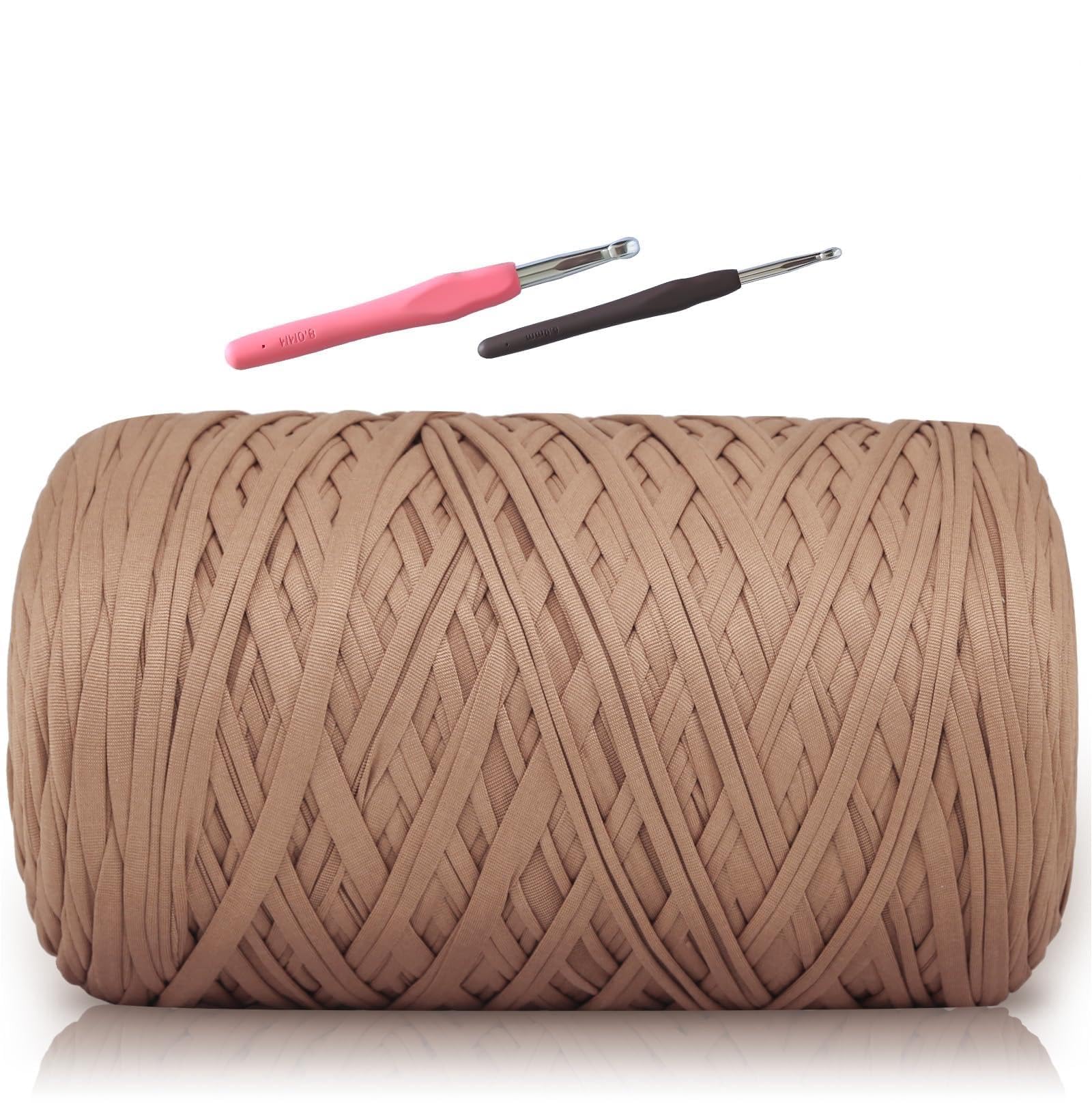 SIMEIQI T-Shirt Yarn 1000g, Soft Elastic Chunky Yarn Khaki