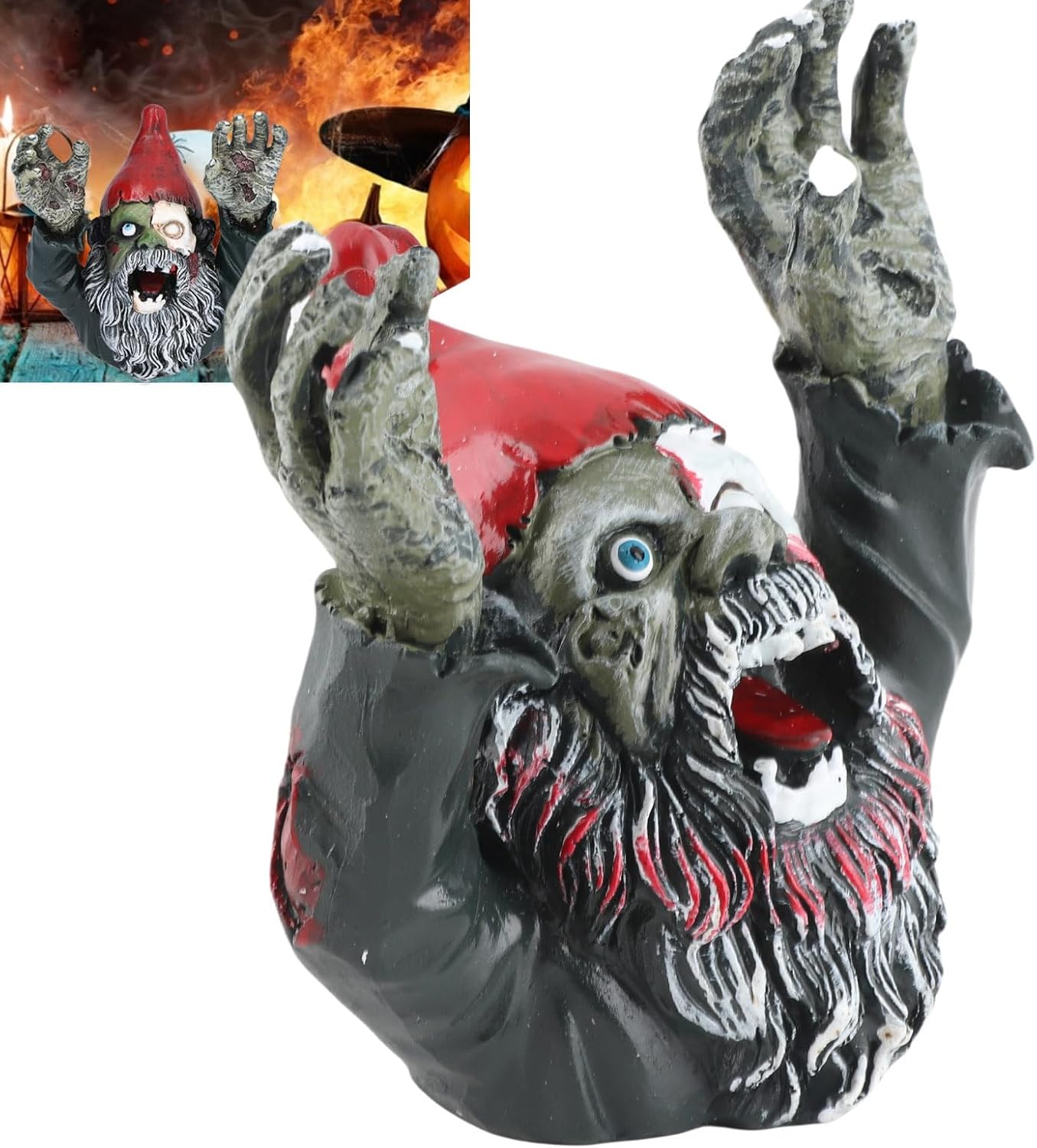 Zombie Garden Gnomes Zombie Dwarf, Garden Statue Sculpture Evil Scary Outdoor Halloween Decoration Ornament Horror Zombie Dead Gnome Zombie Gnome for Indoor and Outdoor Patio Use - Image 5
