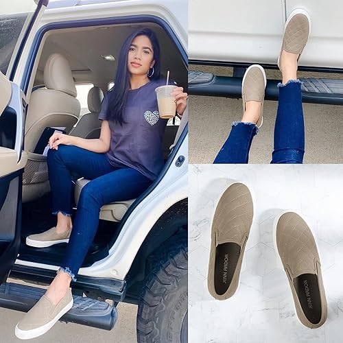 Vista 4 de JENN ARDOR Zapatos deportivos sin cordones para mujer, zapatos casuales perforadosacolchados, zapatos planos de moda para caminar