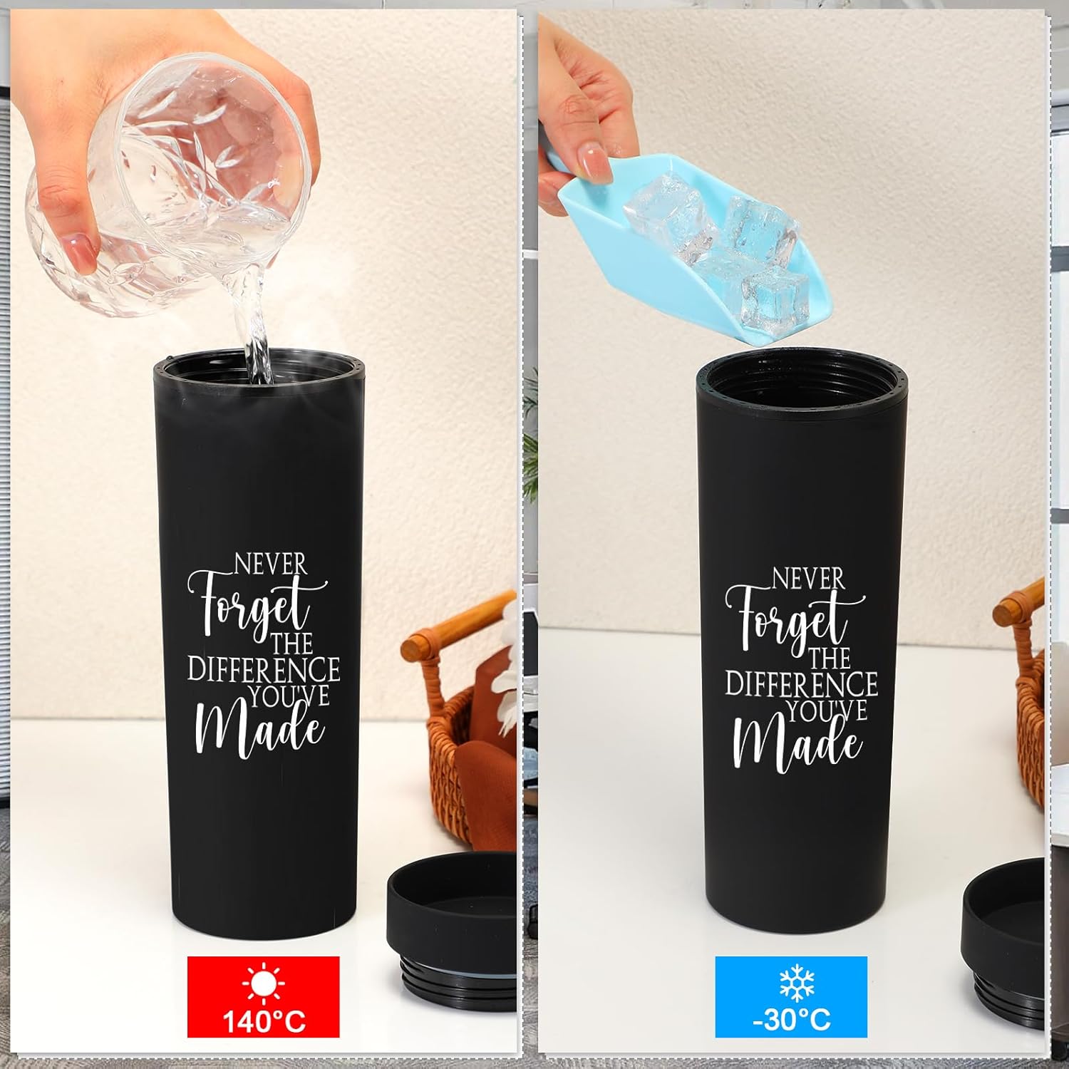 Tioncy 10 Pcs Employee Appreciation Gift Bulk Thank You Skinny Tumbler 16oz Matte Inspirational Water Cup with Lid Straw for Office Staff Team Coworker Teacher Nurse Volunteer(Neutral) - Image 5