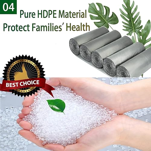 Miniatura 5 de Bolsa de basura de 4 galones, bolsas de basura pequeñas, bolsas de basura gris oscuro de 15 litros, 100 unidades