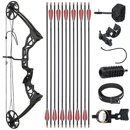Ready to Hunt Compound Bow Package for Adults，20-70 Lbs Draw Weight, No Bow Press Needed,19”-30” Draw Length,Right Hand Archery Compound Bows Draw Weight Adjustable，Hunting Bow Kit for Beginner