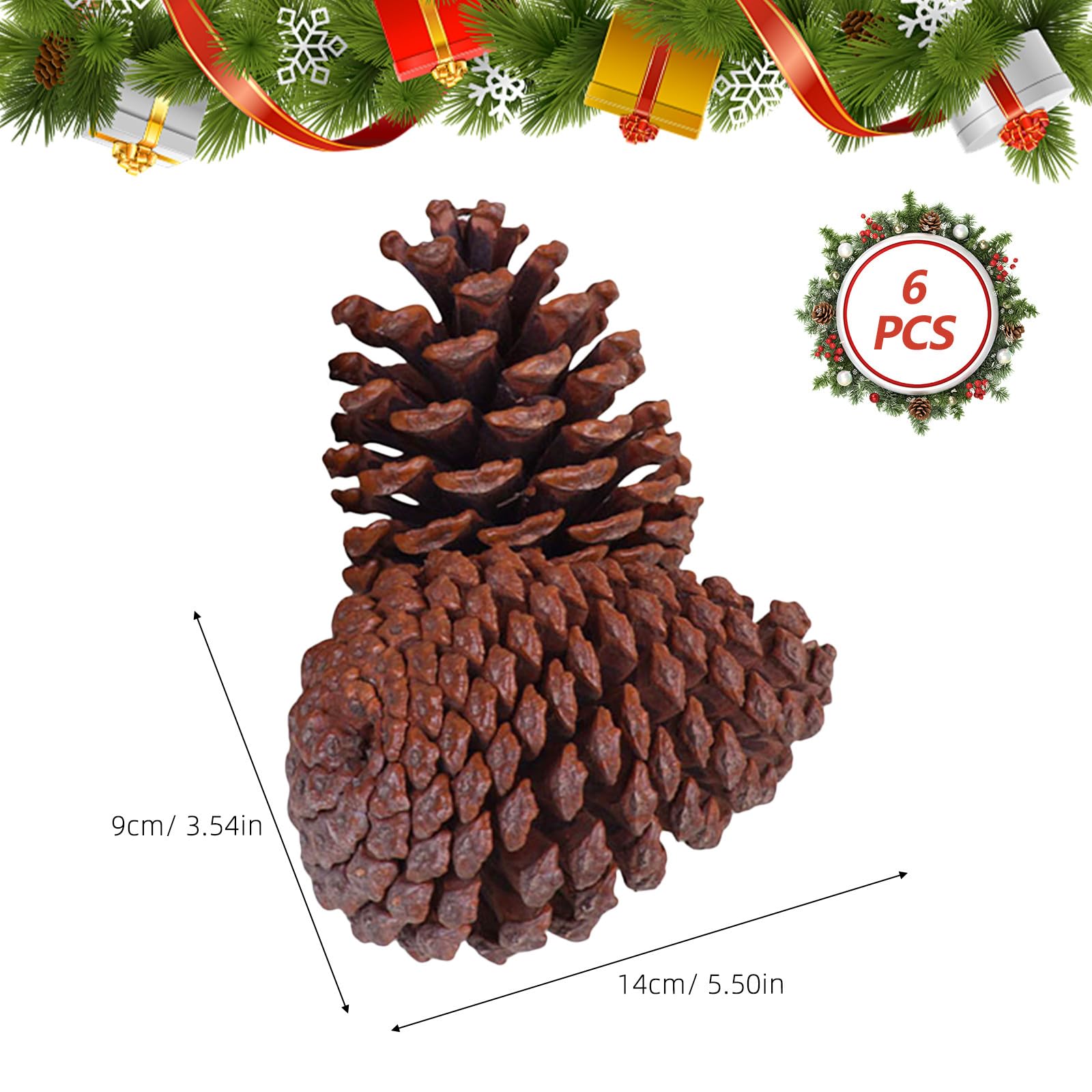 Natürliche Kiefernzapfen und Foto Requisiten zum Basteln 6 Stück Braune Tannenzapfen als Weihnachtsdeko für Indoor Dekoration