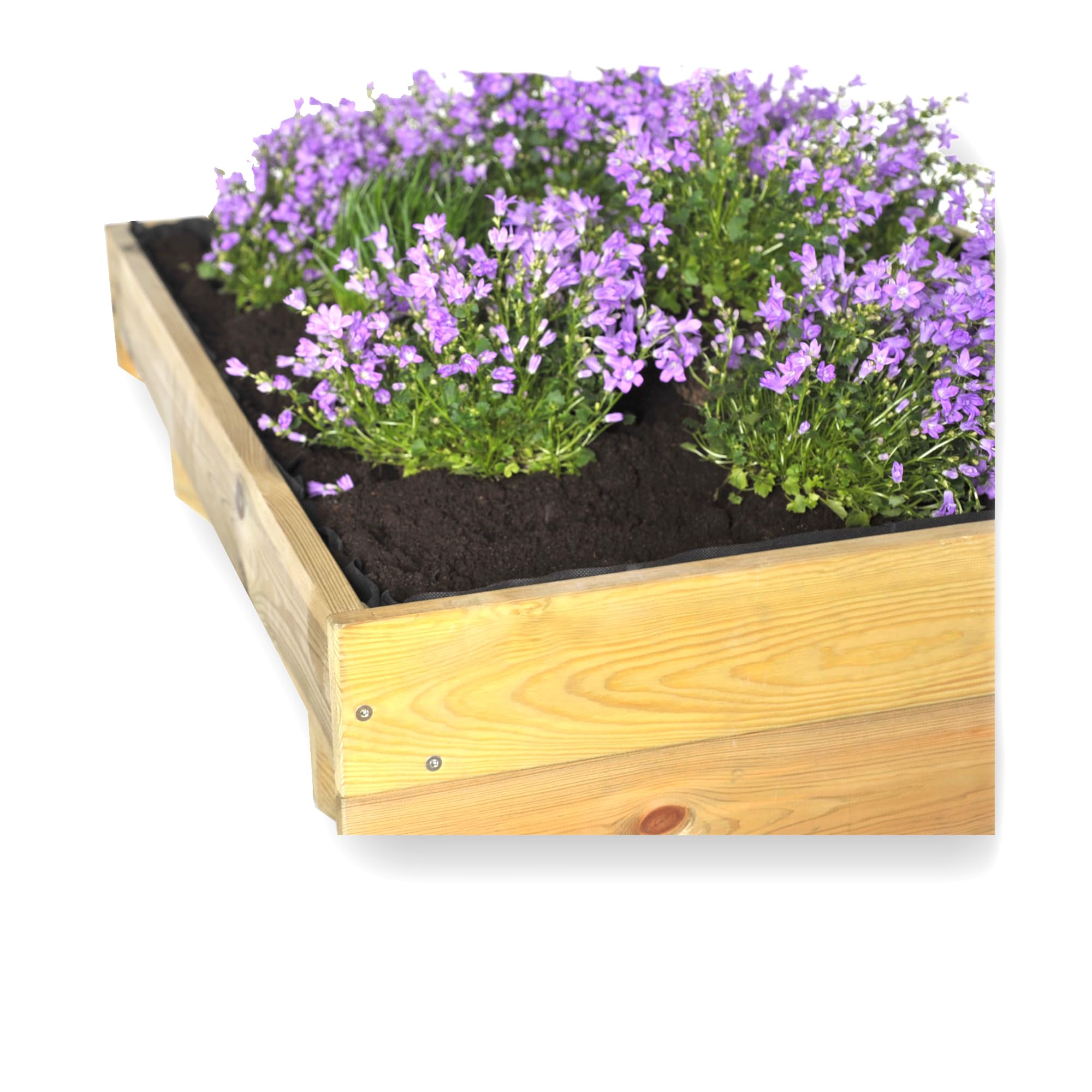 Huerto Urbano Terraza 50 cm de madera FSC – Ergonómico en forma de V – Huerto Elevado con impregnación ecológica – Mesa de Cultivo con lámina y patas de plástico – para verduras y hierbas aromáticas