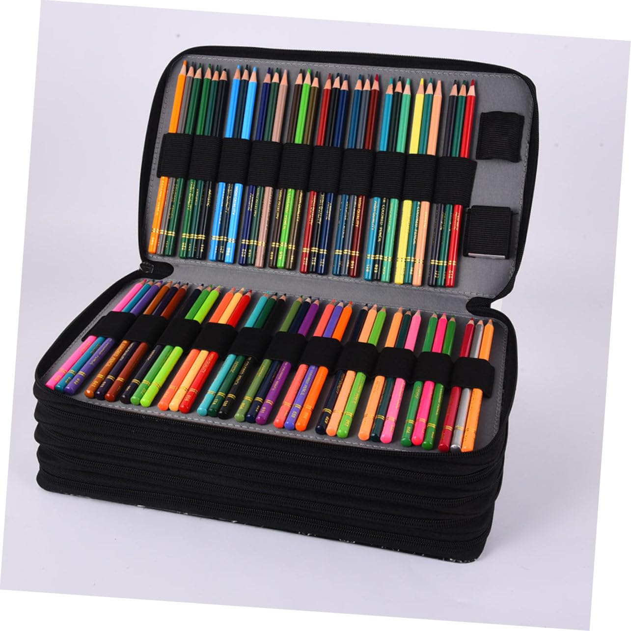 Astuccio Multistrato Portatile Oxford, Cerniera e Grande Capacità per Penne e Matite, la Scuola, Nero