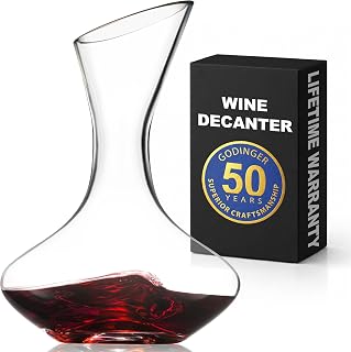 Godinger Lead-Free Crystal Wine Decanter Carafe - 750ml Hand-Blown Aerator for Red & White Wines, Elegant Gift