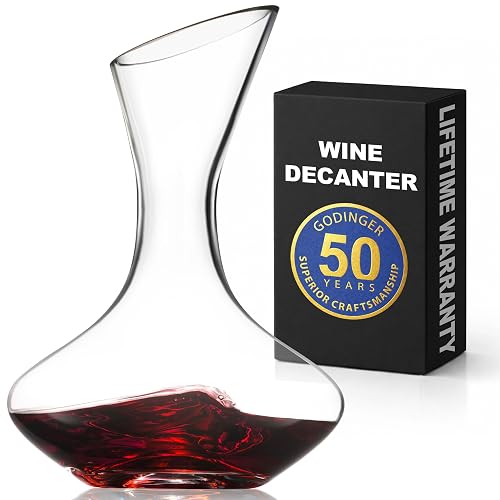 Godinger Wine Decanter Carafe, Hand Blown Wine Decanter Aerator -
