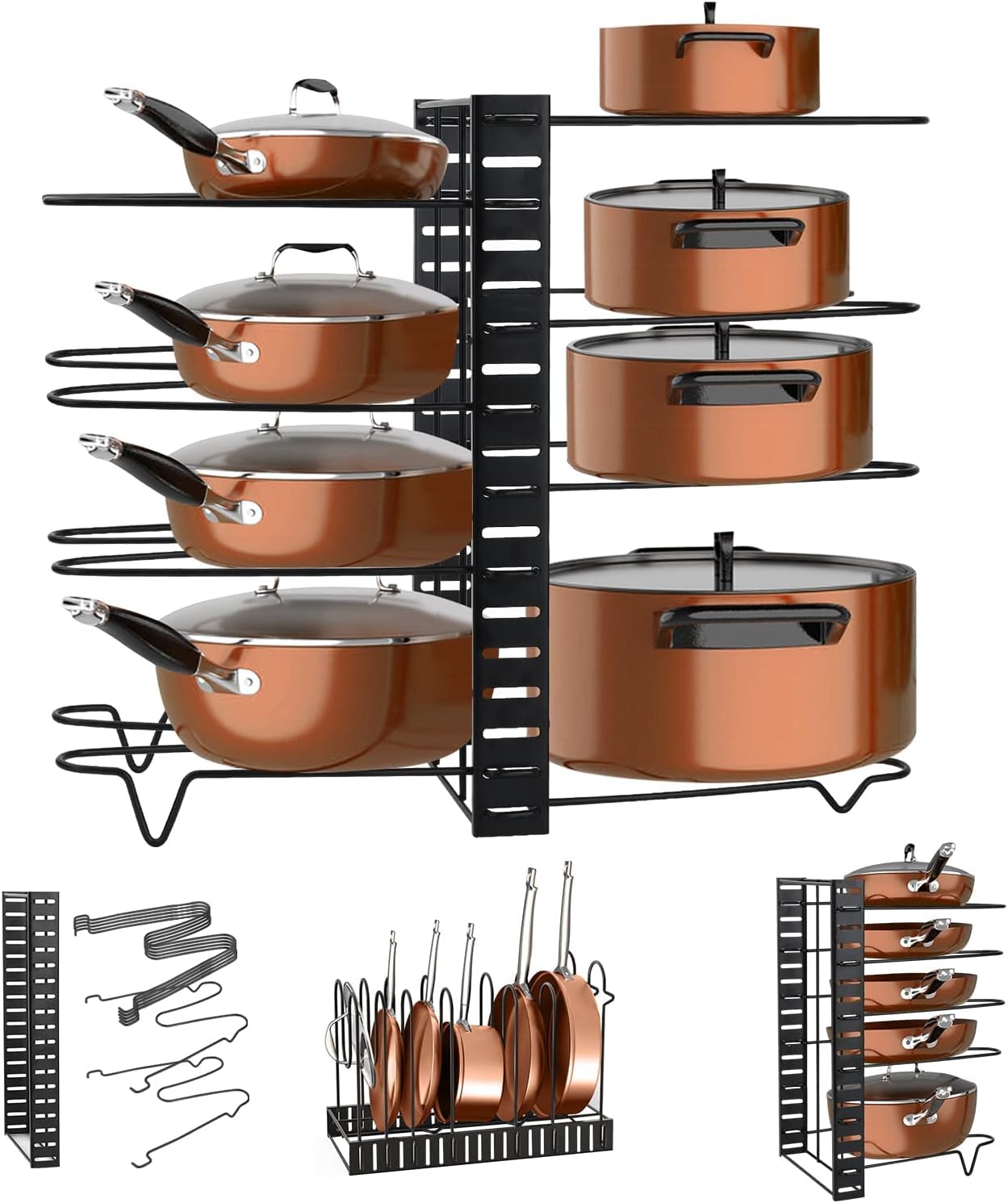 Youyijia Pot Rack Organizer Pan Rack Holder Stand Organiser with 8
