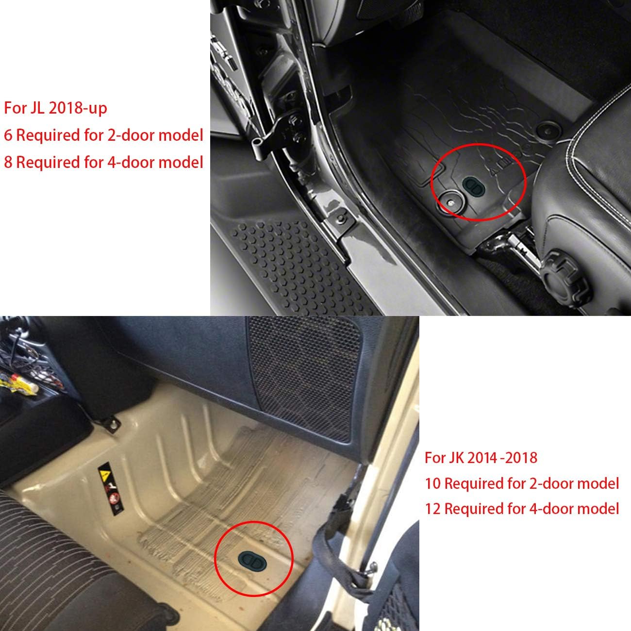 Floor Pan Drain Plug for Jeep Wrangler JK JL 2014-2025 and Gladiator JT 2020-2025,Floor Pan Body Plug for Jeep,4Pcs