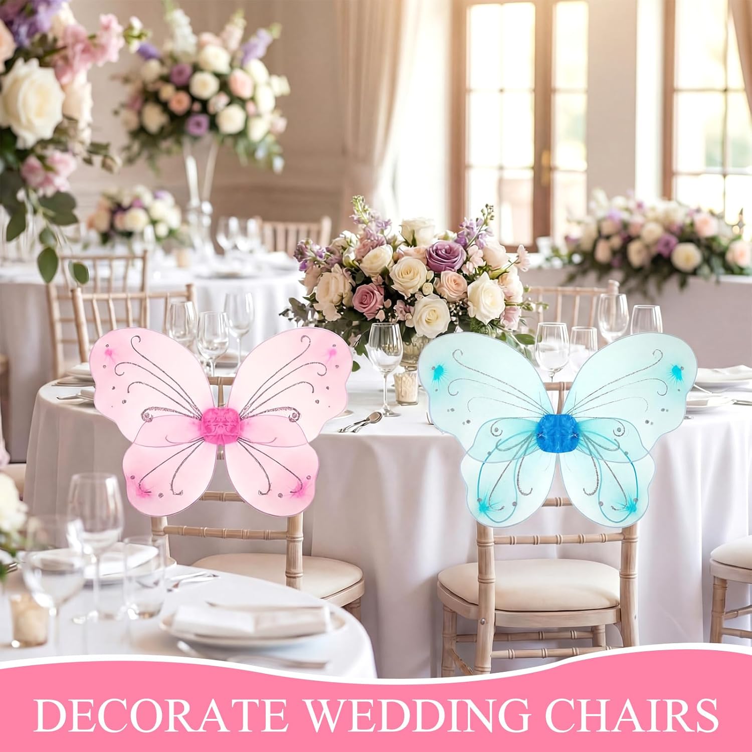 Chivao 20 Pieces Fairy Wings Butterfly Wings Dress up Birthday Wedding Decoration Halloween Party Accessory for Kids Girls