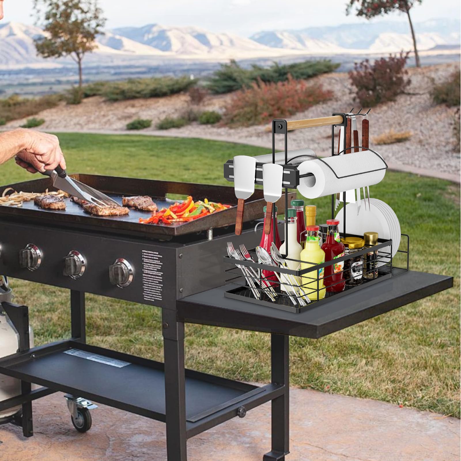 Grill Caddy con portarotolo di carta