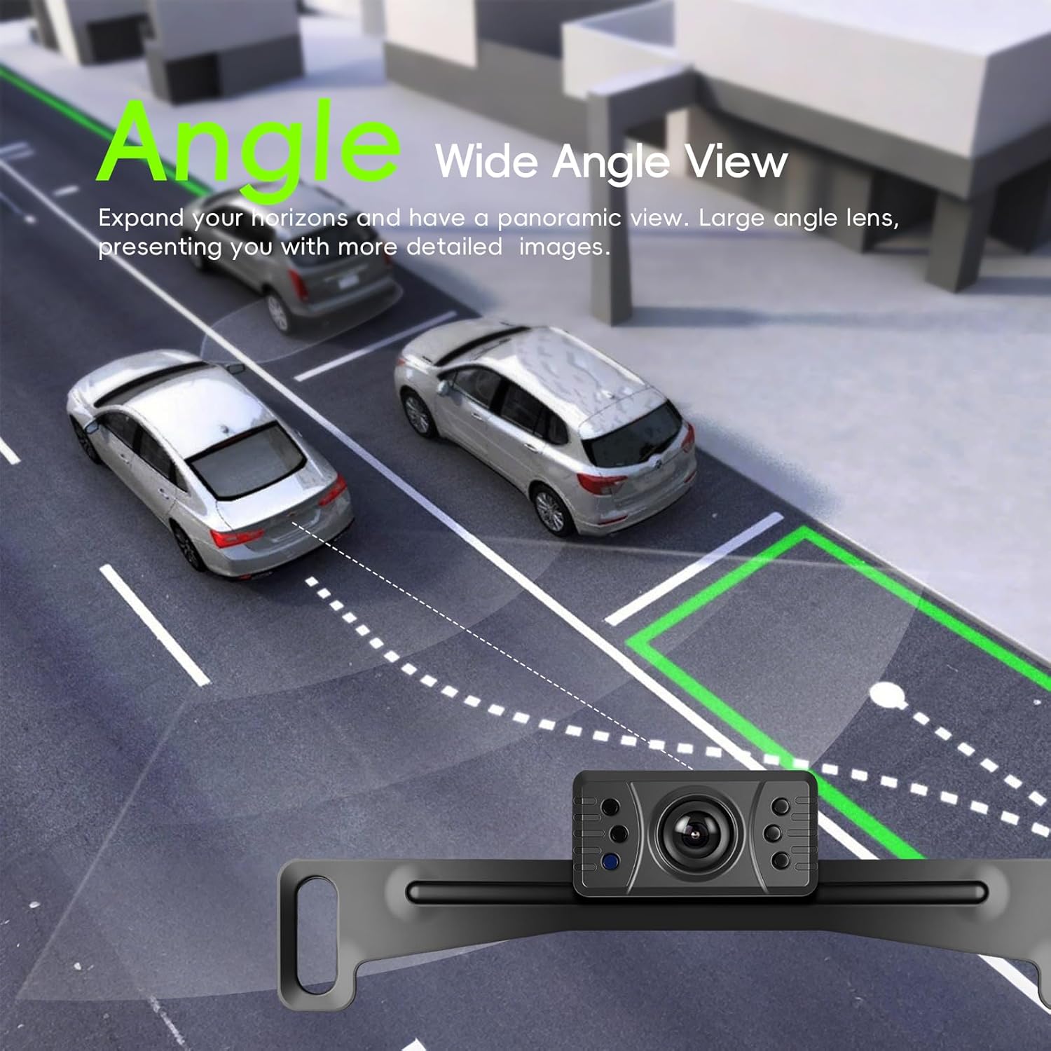 Wireless Backup Camera 4.3" TN Display, IR Night Vision, Customizable Parking Lines, Digital License Plate Rear View Camera for Truck Pickup Trailer Car RV Camper SUV Ease Install