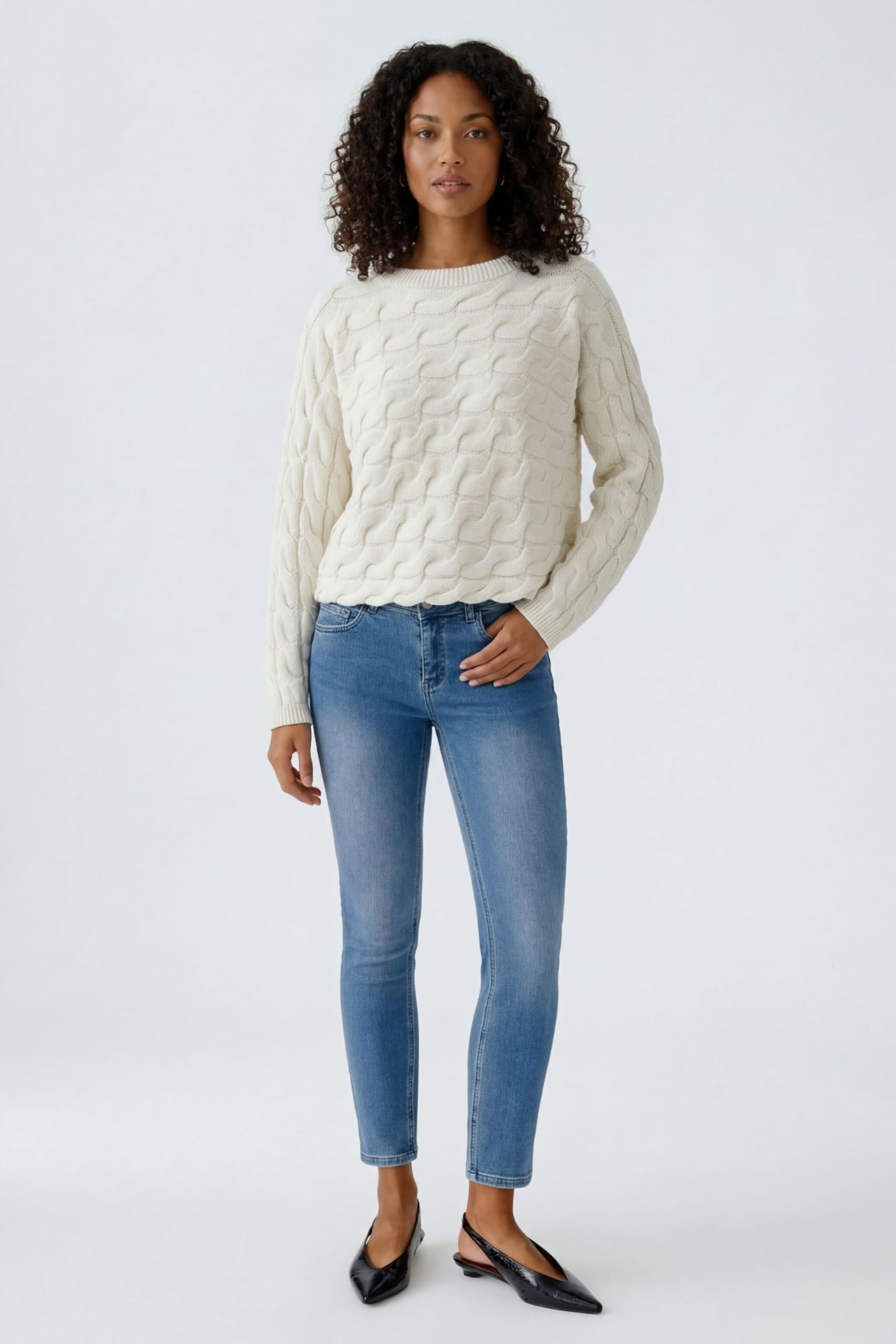 Oui Damen Pullover SIRAH boxy geschnitten Uni