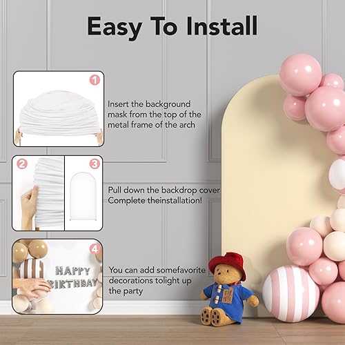 Miniatura 3 de Juego de 3 fundas para telón de fondo de arco de boda, cubierta de arco ajustable de elastano para soporte de telón de fondo de Chiara, cubierta de