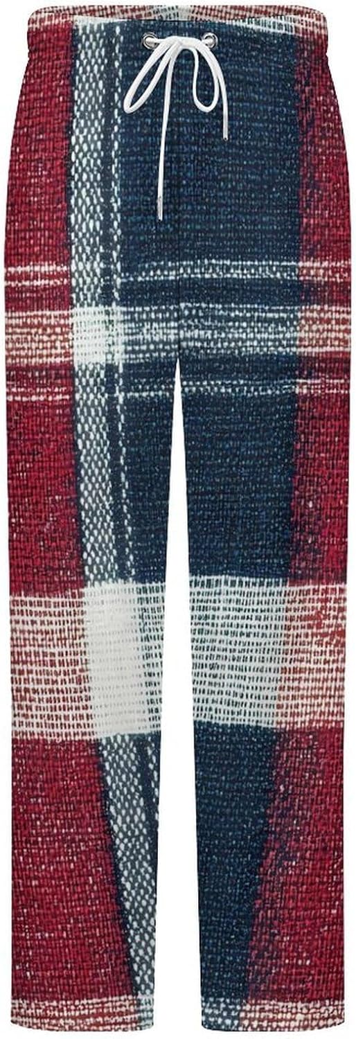 Check Pattern Red and Blue Plaid Pajama Pants Women Flannel Lounge Sleep Bottoms PJ Sleepwear
