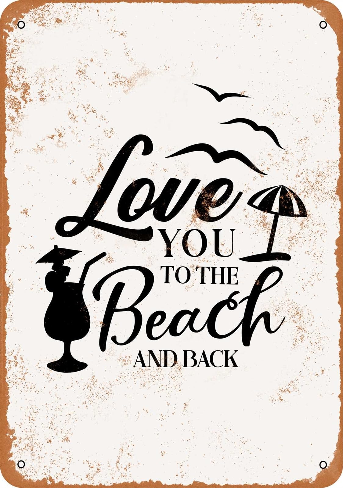 Miaomansenstore Metal Sign - Love You To The Beach And Back - Vintage Look Home Decor