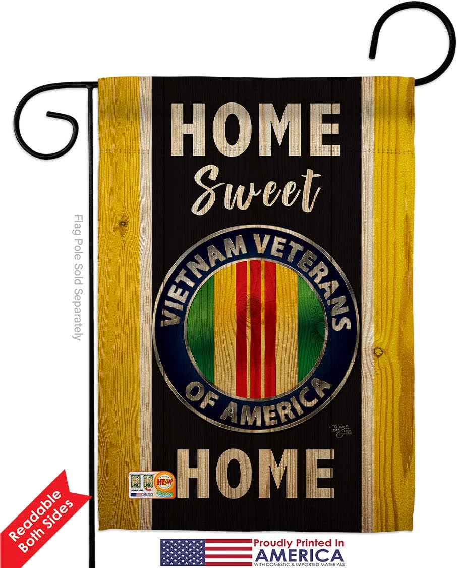 Breeze Decor Home Sweet Vietnam Garden Flag Pack Armed Forces Service All Branches Support Honor United State American Military Veteran Applique House Banner Small Yard Gift Double-Sided, Made in USA