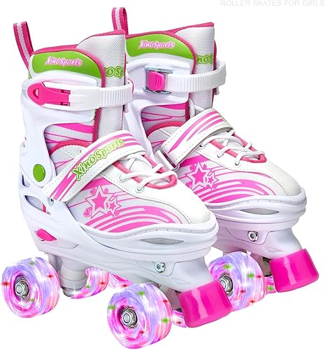 Miniatura 9 de XinoSports - Patines ajustables para niños y niñas con ruedas iluminadas (de 5 a 20 años)  Patines con ruedas iluminadoras