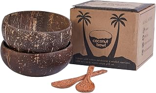 Set of 2 Natural Coconut Bowls Smoothie Bowls - Eco-Friendly and Sustainable Serving Bowls, Medium