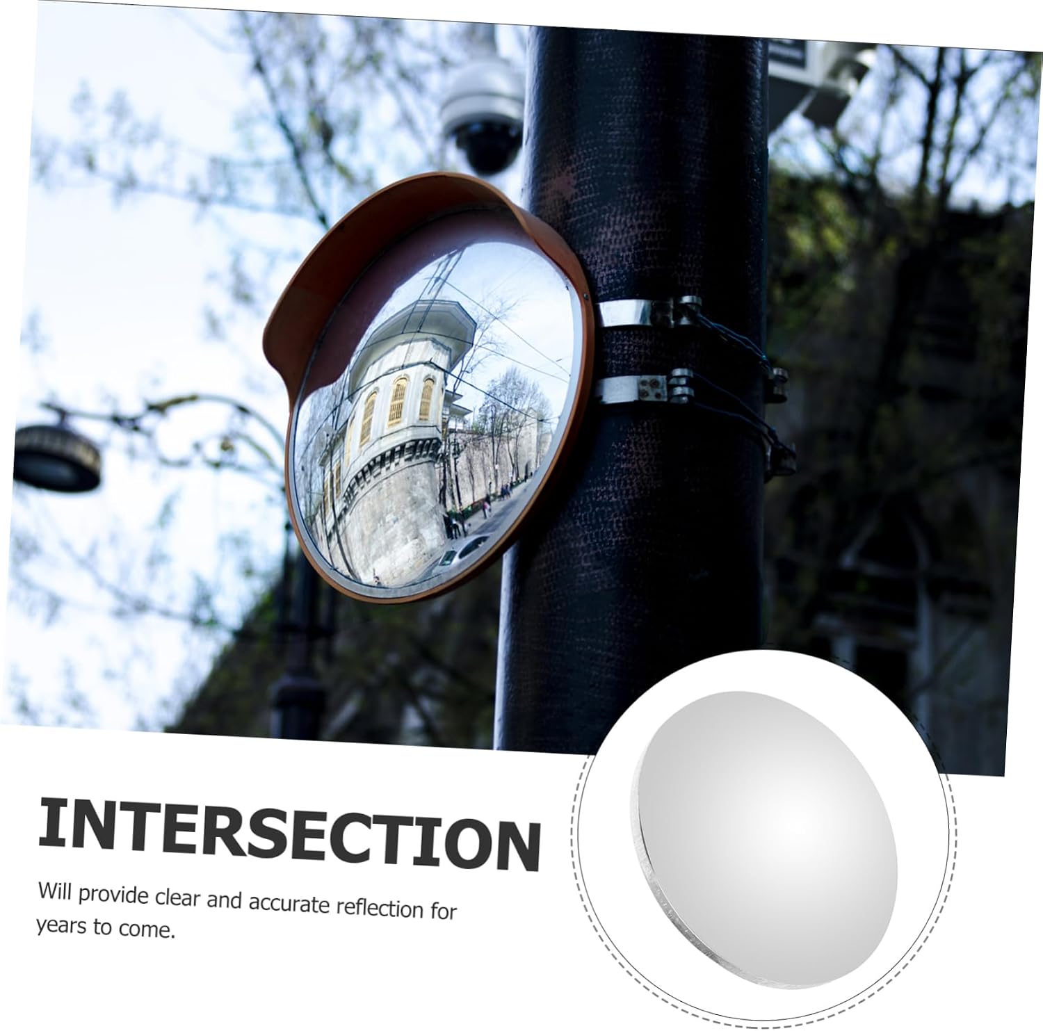 Amosfun Wide Angle Convex Safety Mirror Lightweight Indoor Outdoor Traffic Mirror for Enhanced Security Supermarket Corners and Roadway Visibility