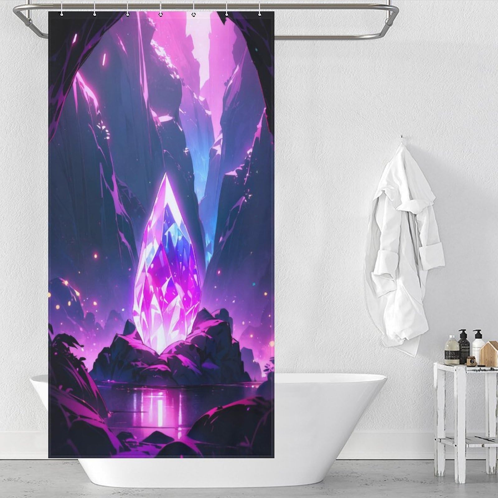 Rideau de douche Enchanted Diamond Cave 90x180 cm en tissu imperméable