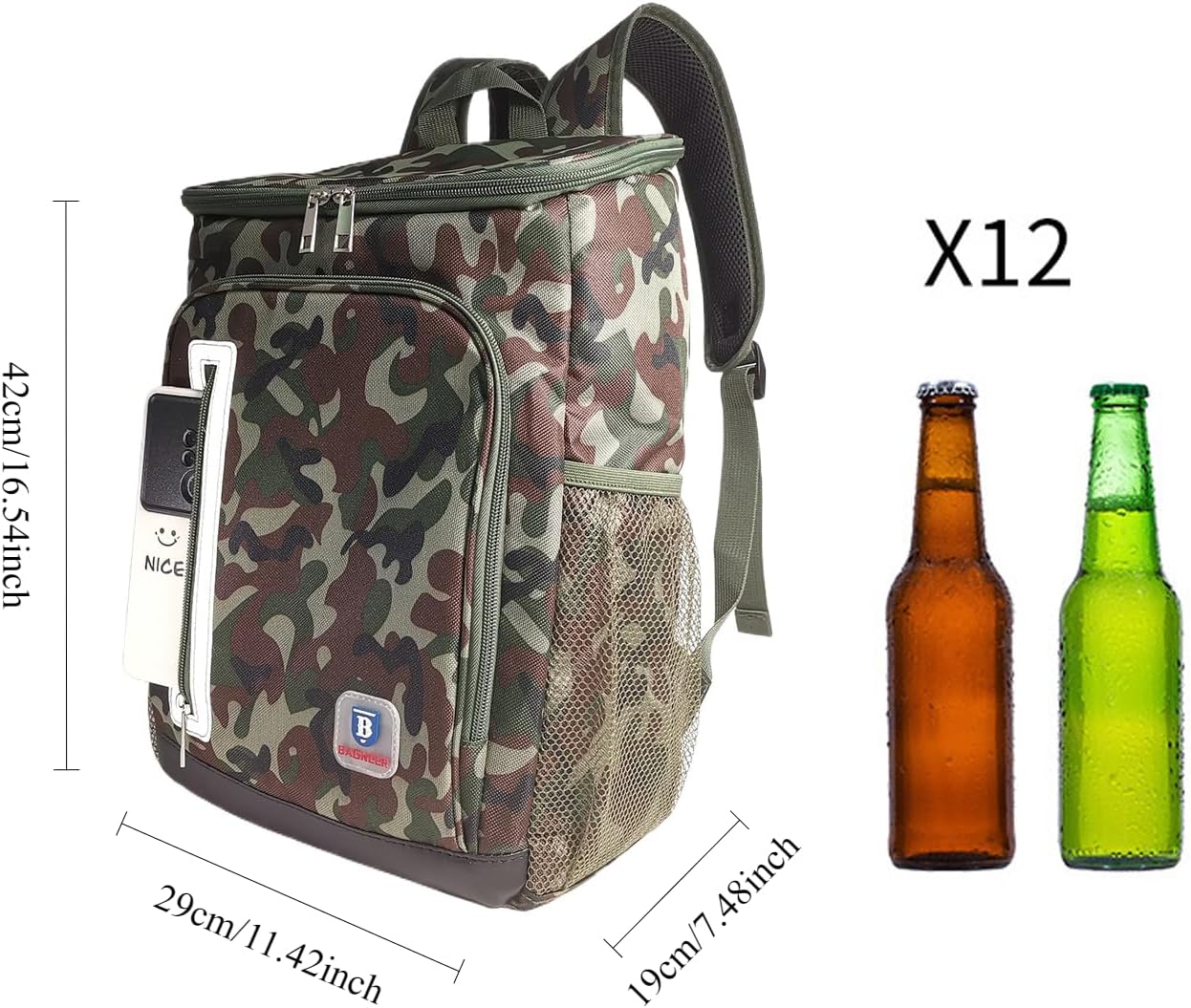 Camping Cooler Backpack Bag 25L, Insulated Picnic Camo Tactical Lunch Box, Leakproof Lightweight Thermal Backpack, Outdoor BBQ Food Drink Ice Cooling Bag for Men Women - Image 3