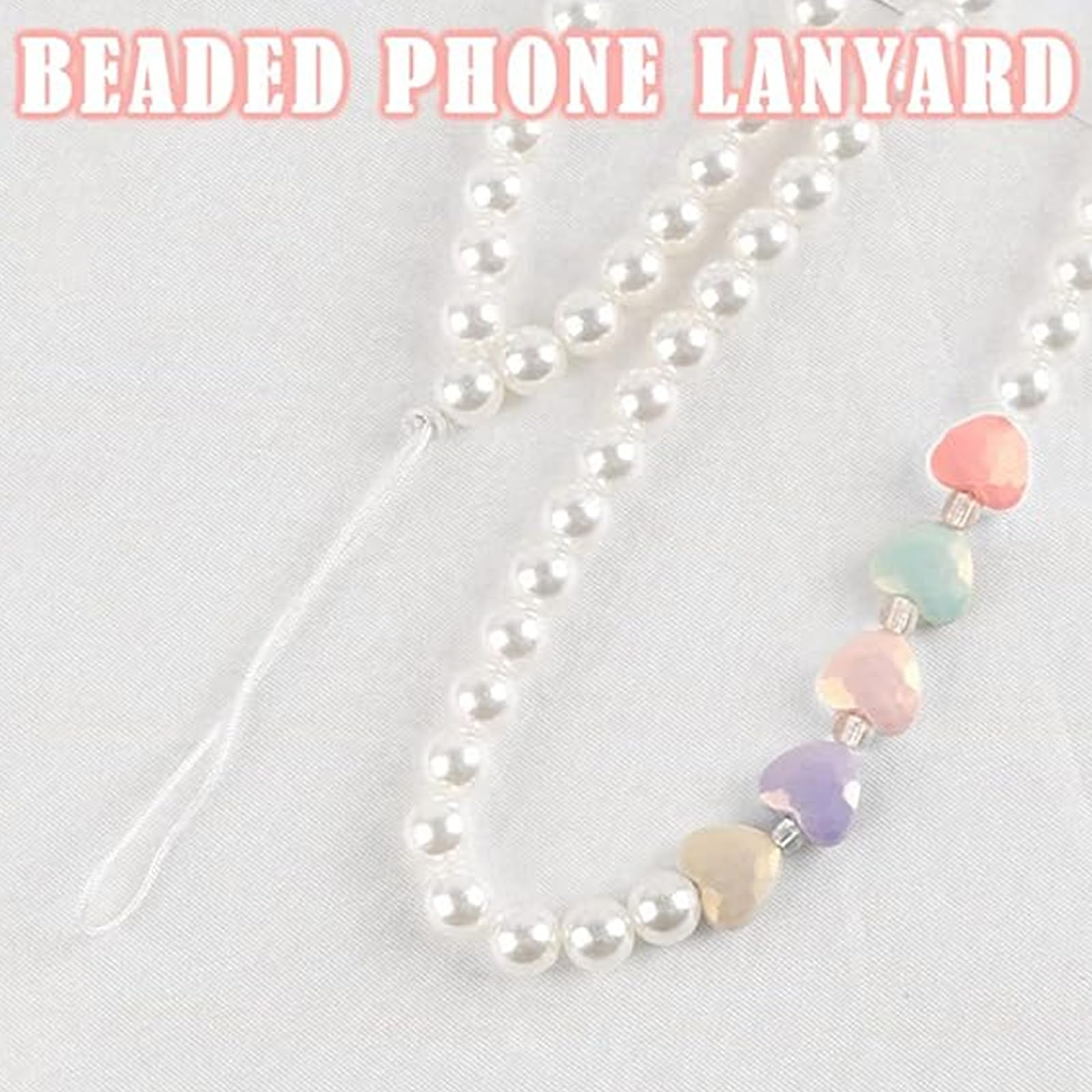 1 pcs Mobile Phone Beaded Lanyard Charm Pearl Wrist Strap Pendant for Women Girls, Picture color, 15*1cm - Image 2