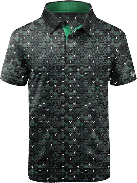 ZITY Golf Polo Shirts for Men Short Sleeve Athletic Tennis T-Shirt Black Green Medium