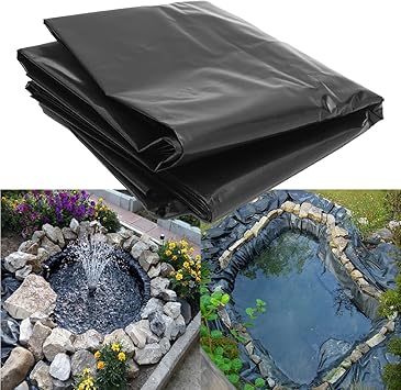 Image Garden Pond Liners and Hard Pond Shapes Heavy Duty Weather Resistant 0.2mm Thickened HDPE Impermeable for Garden Ponds, Koi Ponds, Water Features (Color : Black, Size : 9x10m)