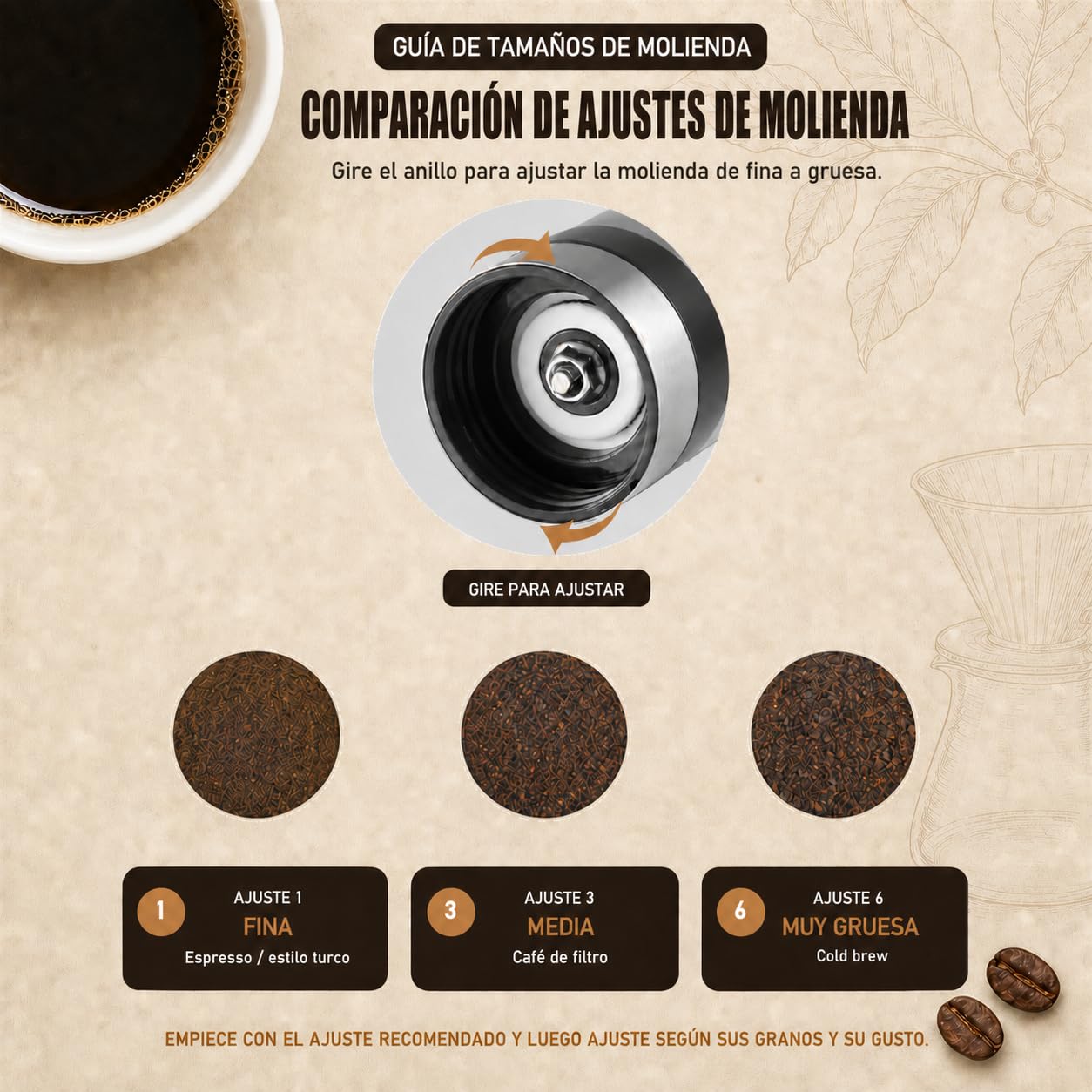 Molinillo de café manual plateado con 2 recipientes de cristal | Molinillo de cerámica de acero inoxidable para café expreso, café de filtro, prensa francesa, camping