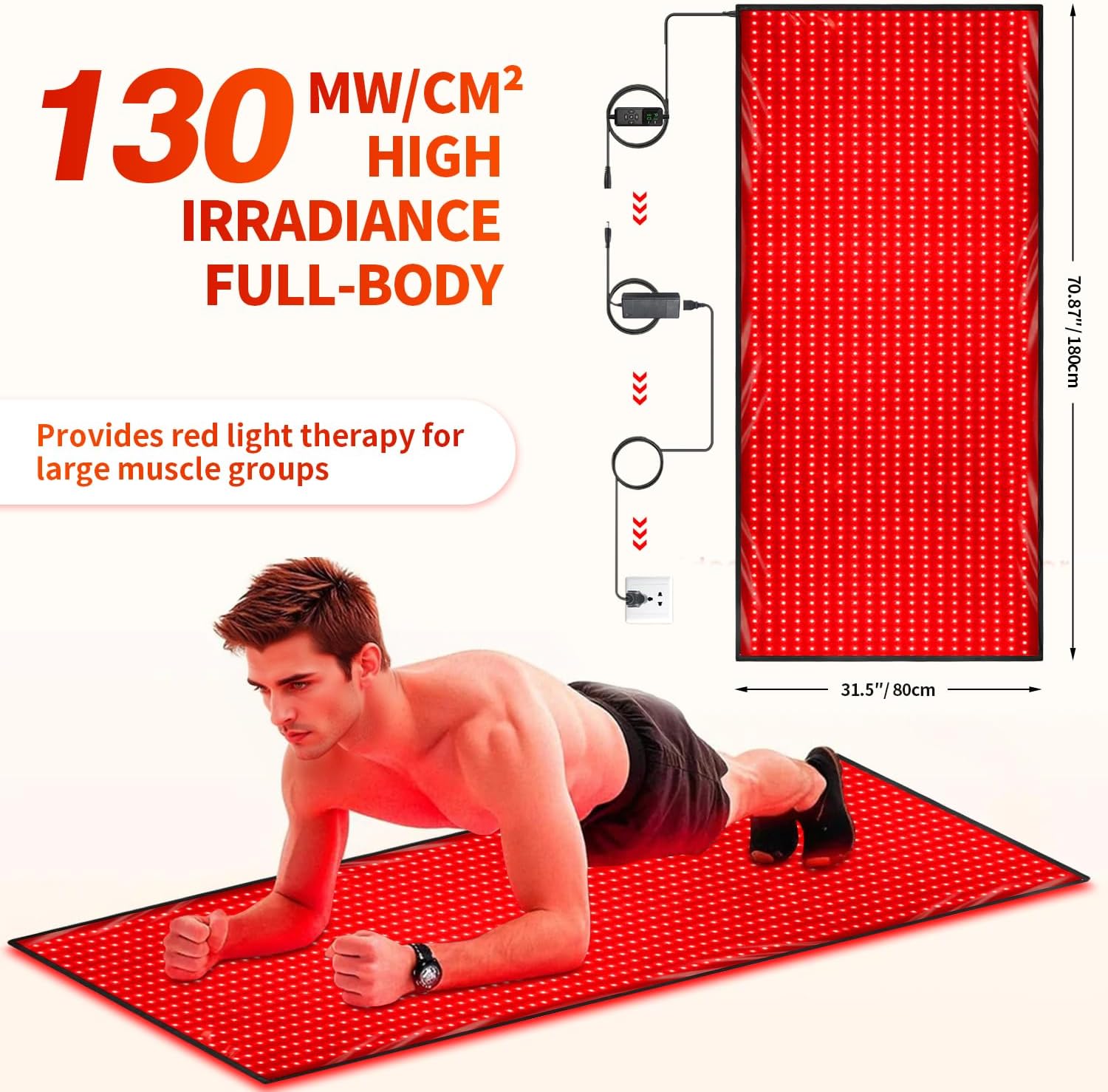 lawind Red Light Therapy Mat for Body, 71"x31" Red Therapy Blanket with 1280 3-in-1 LEDs, 650nm & 850nm Infrared Light Therapy (Breathing Mode/10Hz/40Hz/Regular Mode) for Pain Relief, Joint Repair - Image 5