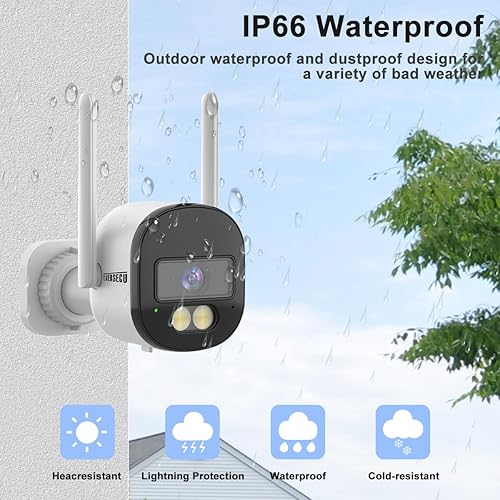 Miniatura 2 de EVERSECU Cámara bala WiFi con cable 2K, lente gran angular de 0.110 in, audio de 2 vías, visión nocturna, alarma de detección de movimiento,