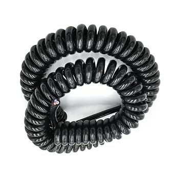 3 core 24AWG 0.2mm2 Black Spiral Cable Flexible Spring Electric Wire Stretch Flexible(Line Length 7.5 Meters)