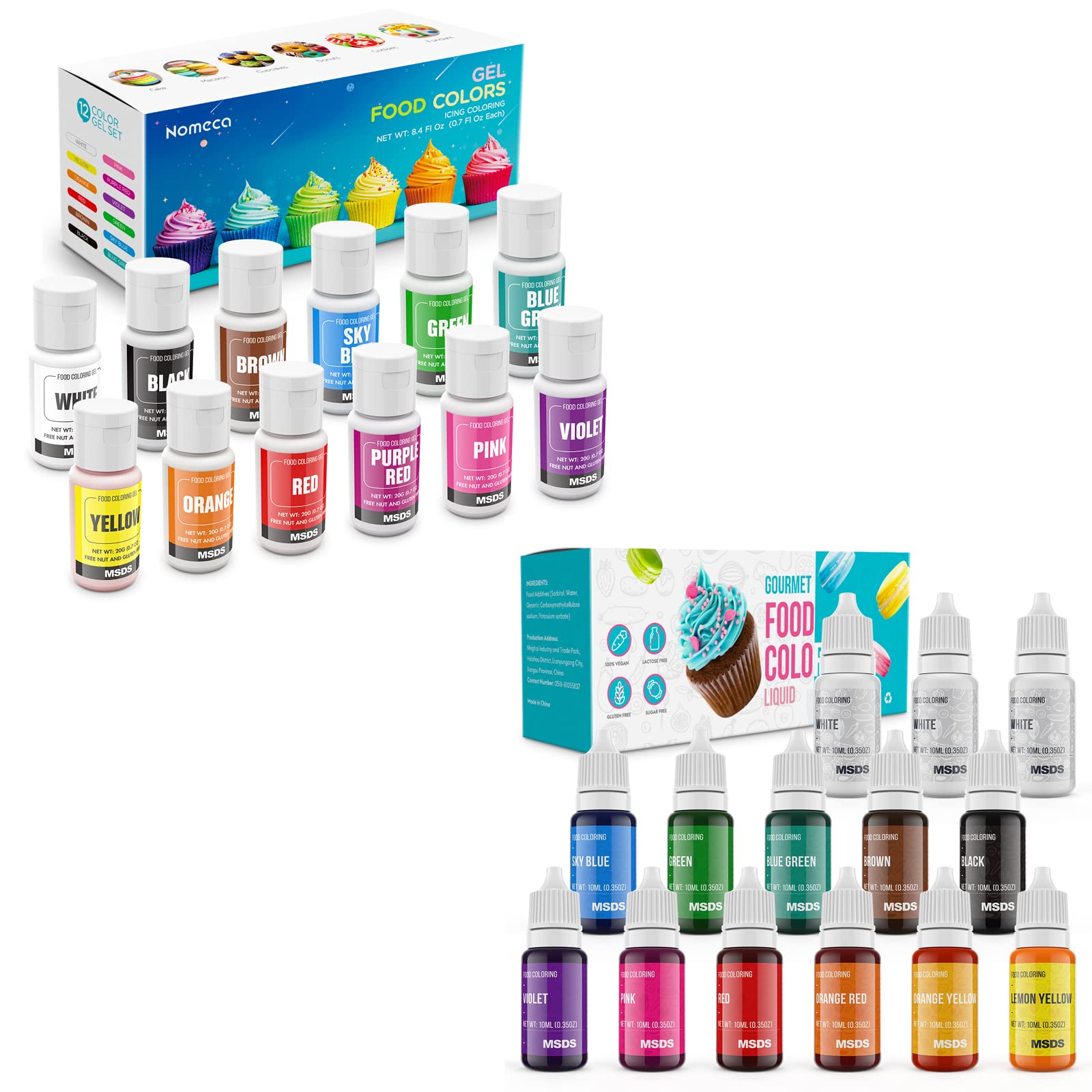 Buy Nomeca 14Packs Food Coloring Set and 12 Colors Gel Food Coloring