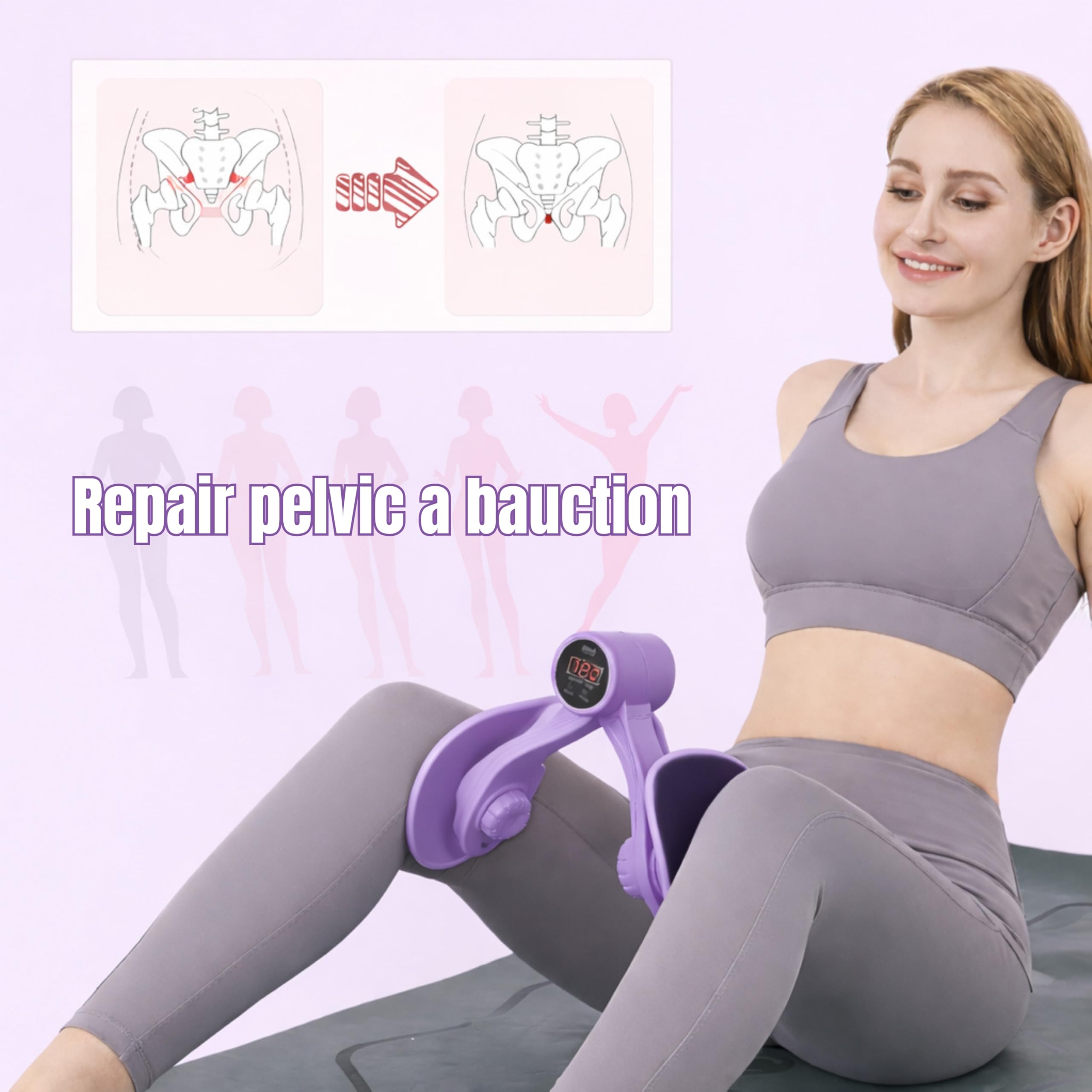 PRANIJ Hip Pelvic Trainer for Men, Women | Thigh Master & Inner Thigh Exerciser | Postpartum Pelvic Floor Strengthening, Leg Workout Equipment | Portable Fitness Tool for Home Gym Office (Digital)