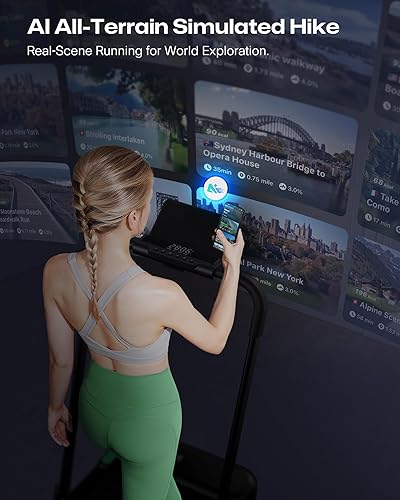 Miniatura 3 de UREVO Strol 2E Caminadora plegable inteligente 2 en 1, almohadilla compacta para caminar con mango de seguridad, Plug and Play, caminadora de