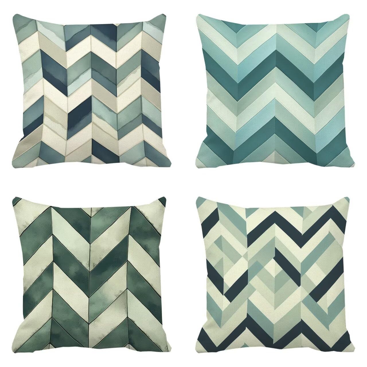 Coussin canape vert geometrie 65x65 cm lot de 4 housses impermeables