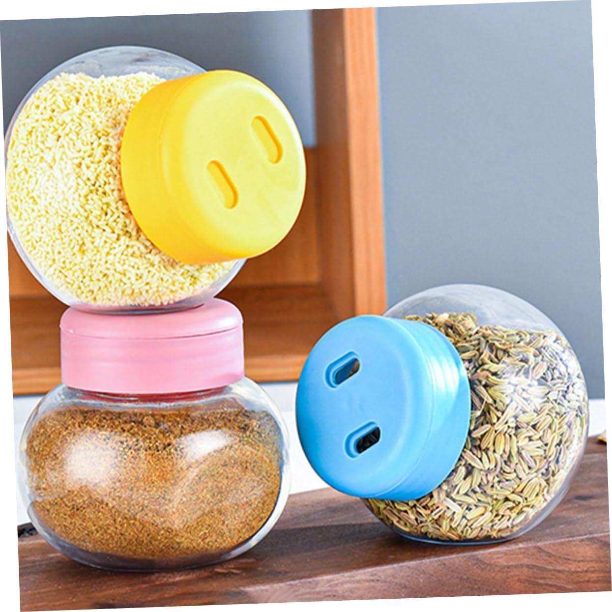 3pcs Glass Seasoning Jars with Airtight Lids Spice Bottles for Kitchen Use for Home Cooking and Meal Prep