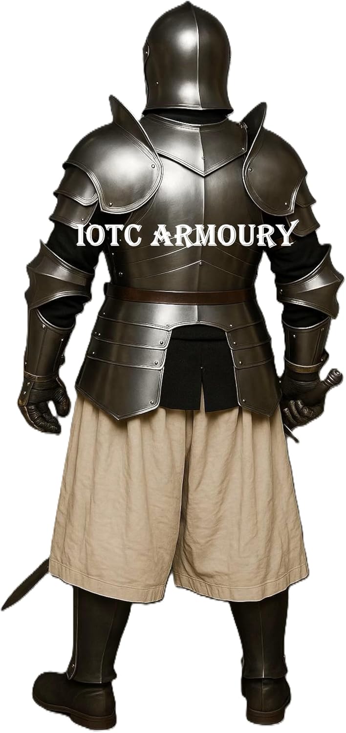 Medieval Knight Gothic Half Suit of Armor - 18 Guage Steel Wearable Cosplay Body Armor Steel Breastplate - LARP Reenactment Roleplay Combat Armor Suit Costume