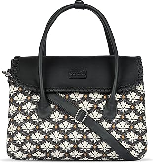 Printed Jute Handcrafted Vegan Leather Multicolor Women's Satchel Bag | Ladies Purse Handbag | Double Handle Detachable Strap