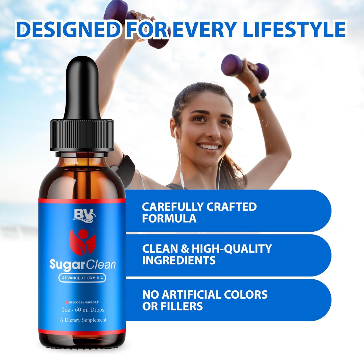 BLUE VIBE Sugar Clean Advanced Formula Drops, Sugar Clean Advanced Strength Overall Health & Wellness Support, SugarClean Premium Daily Health and Overall Energy Formula (5 Pack - 10oz / 300ml) - Image 4