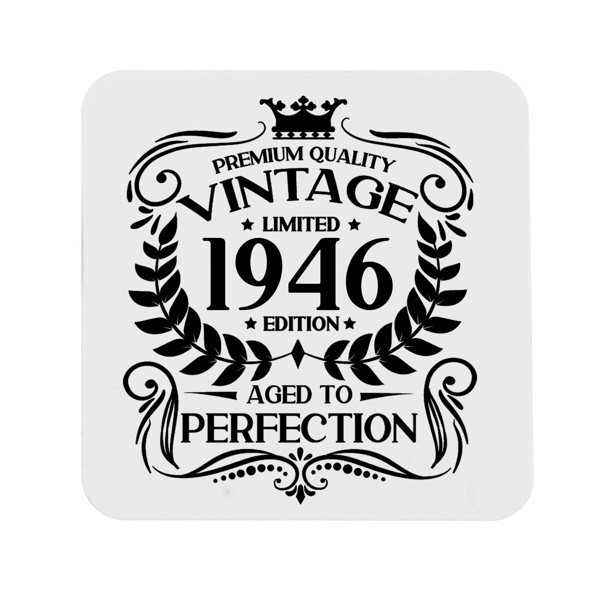 80th Birthday Gift for Men Vintage 1946 Aged to Perfection Printed Coaster Present for 80 Year Old Etched Printed Placemat (Printed Coaster)