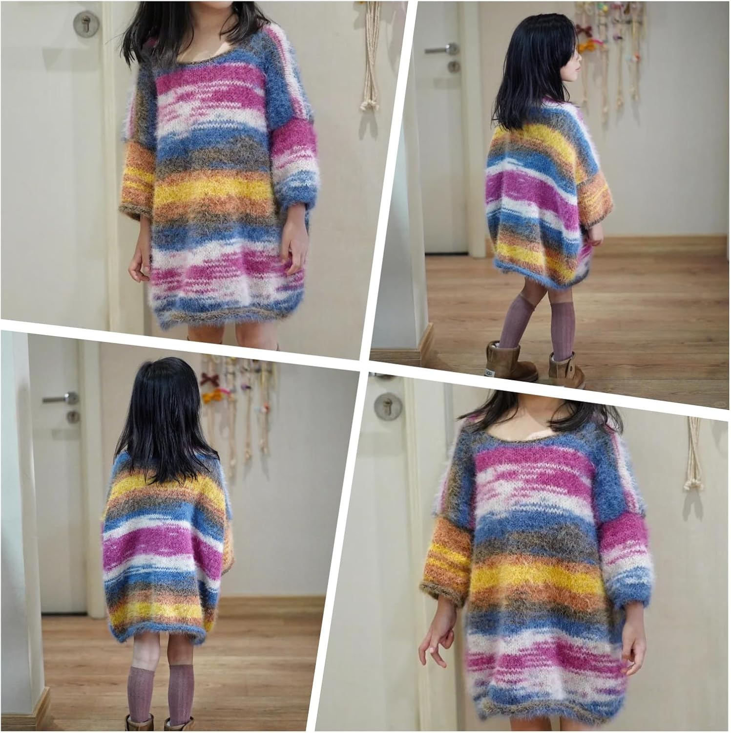 Snowbaby Wool Acrylic Blend Long Pile Yarn,(Worsted) Luxurious Fuzzy Multicolor Gradient Yarn for Knitting and Crocheting Hat Scarf Sweater, 2 * 3.52oz/100g 207yds(53-Clouds at Sunset)