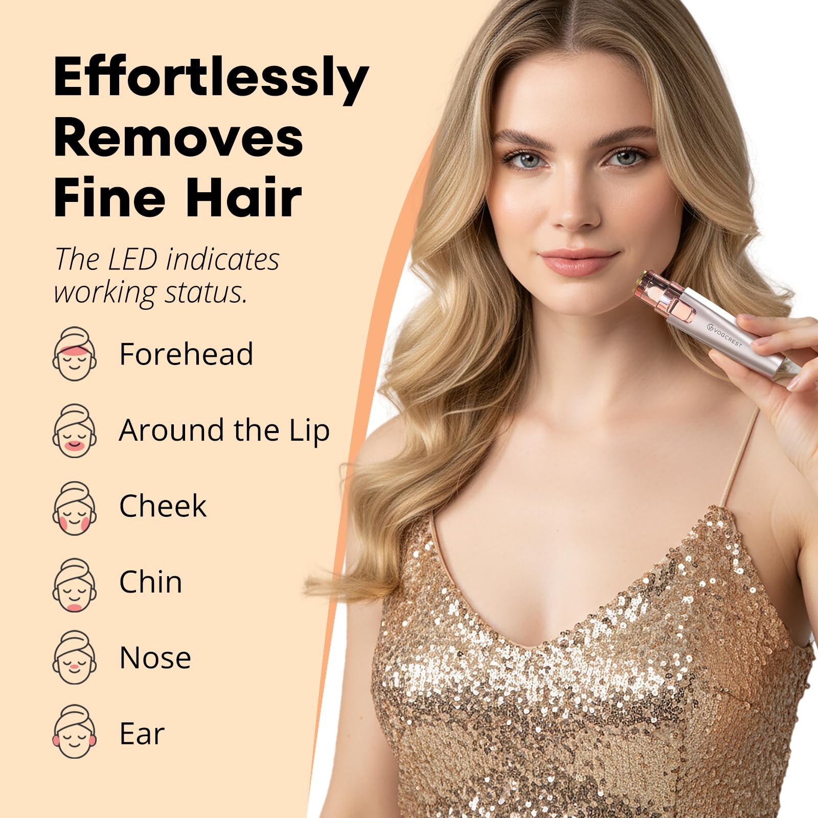 VG VOGCREST Nose Hair Trimmer: 3 in1 Rechargeable Facial Hair Removal & Eyebrow Shaver - Painless Electric Hair Remover Device for Women & Men with Built-in LED Light — Amazon image 3
